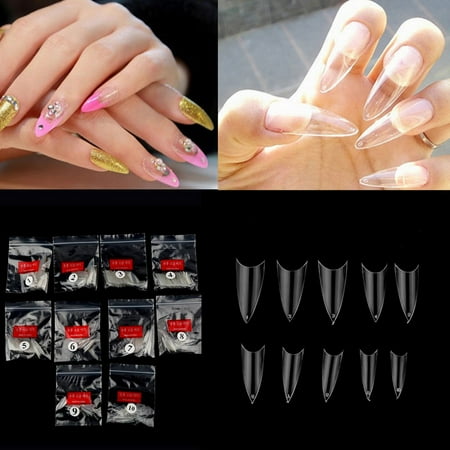 nail tips nails transparent french false 500pcs acrylic stiletto fake curved artificial completely pack uv gel clearance offer point holiday