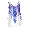 thumbnail image 4 of 2024 Womens Summer Tank Tops Flower Print Top Women Spaghetti Straps Sexy Pleated T-Shirts Sleeveless Vest Women's Round Neck Tank Top Casual Comfortable T Shirts, 4 of 5