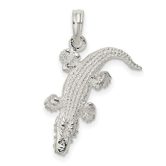 Finest Gold Sterling Silver Polished 3D Alligator Pendant