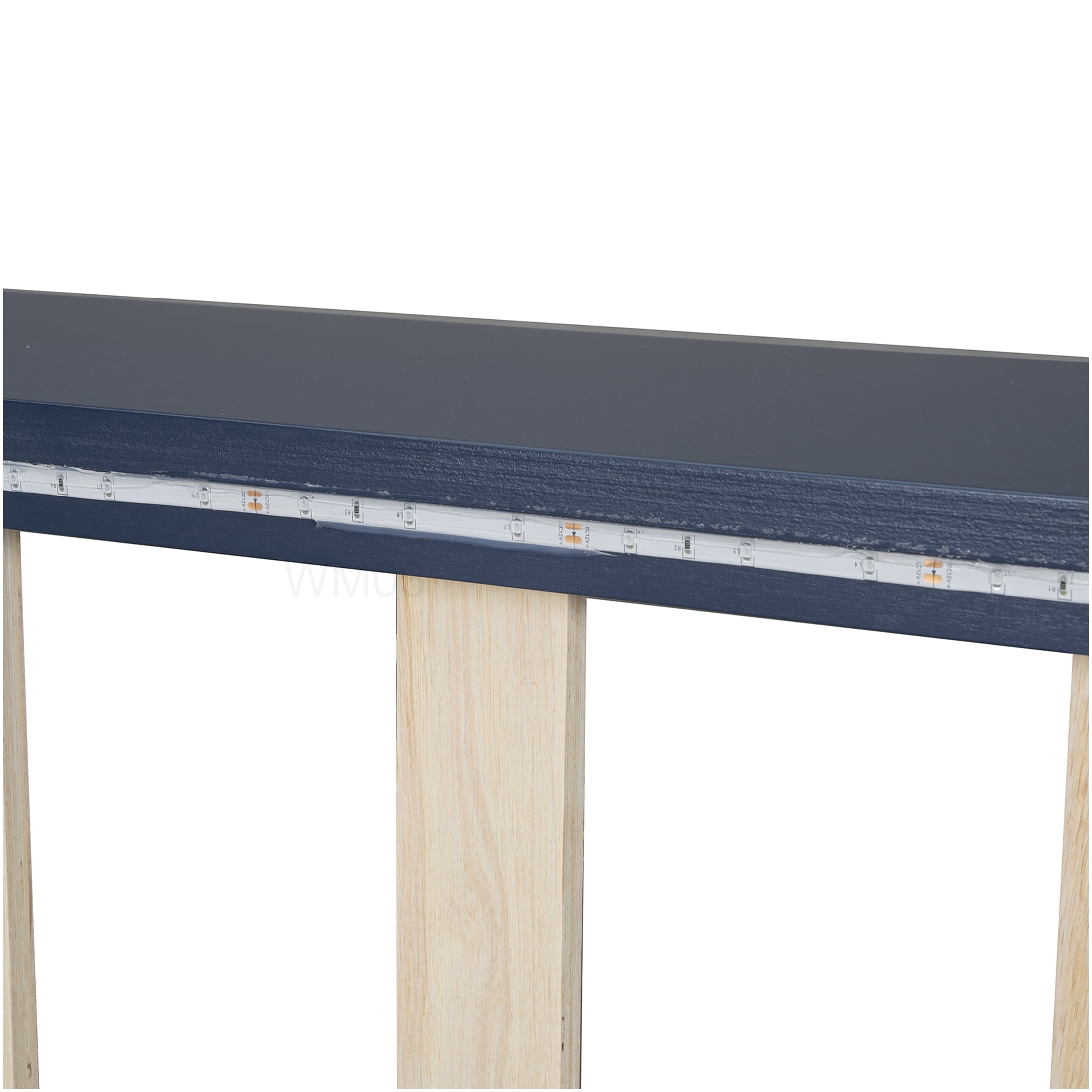 CHAMPFLAG Blue LED Race Car Bed, Twin Size PU Leather Platform Bed with Mood Lighting, No Box Spring Required