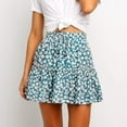 thumbnail image 4 of Modegal Women's Floral Print High Waist Pleated Skater Skirt Ruffle Flared Beach Mini Skirt, 4 of 6