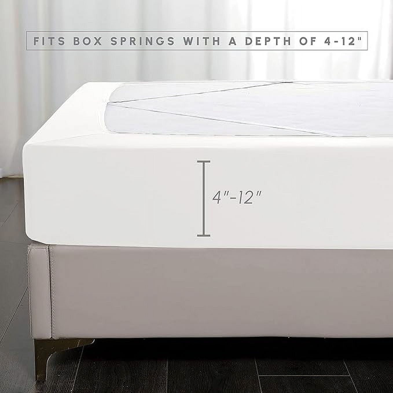 Elegant Comfort Box Spring Cover - Stretchy 4-Way Elastic Jersey Knit Alternative to Bed Skirt, Ultra Soft and Wrinkle-Free, Queen, White