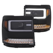 Anzo USA  Projector Headlights with Plank Style Design Black with Amber Lens for 2016-2017 Silverado 1500