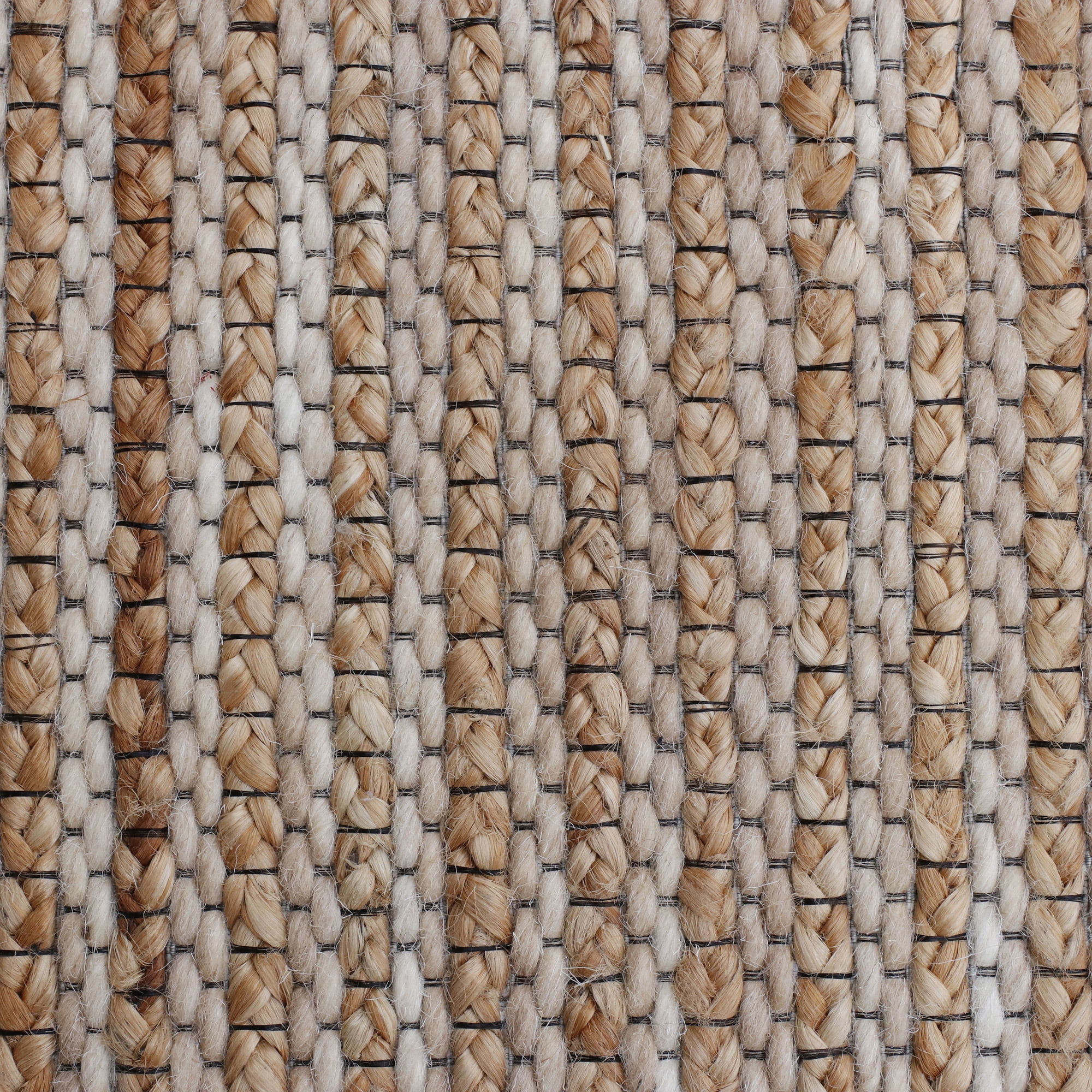 Ox Bay Shiela Striped Farmhouse Hand-Woven Jute Indoor Area Rug, Beige, 2' x 3'