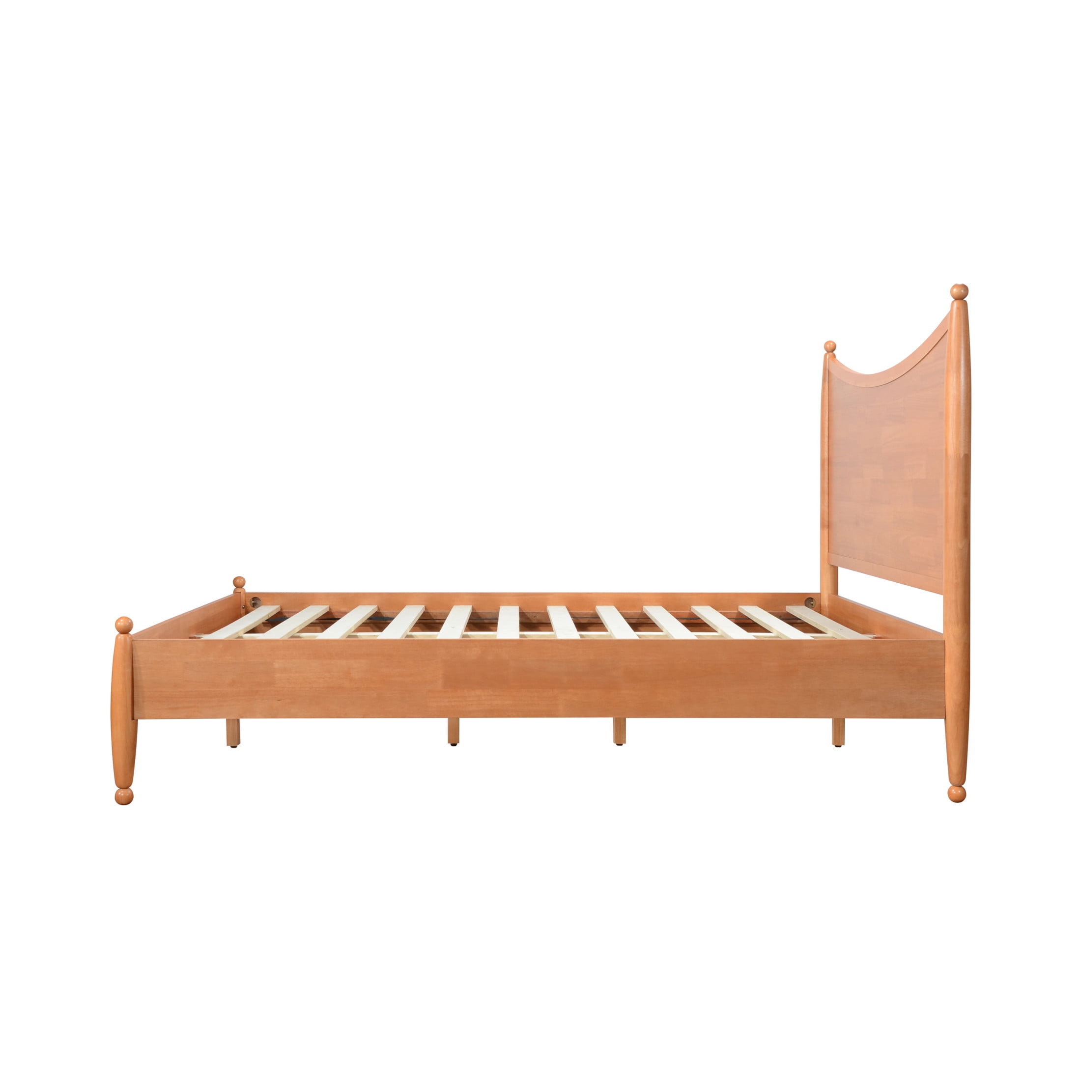 Christopher Knight Home Queen Platform Bed Frame with Curved Headboard, Solid Wood, Honey Oak