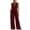 Wine, variant on Halter Jumpsuits for Women Dressy Deep V-Neck Sleeveless Elastic Waist Wide Leg Solid Color Spring Summer Plus Size Rompers with Pockets