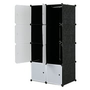 UWR-Nite Cube Storage Organizer, 8- Cube DIY Plastic Closet Cabinet, Modular Book Shelf Organizer Units, Storage Shelving Ideal for Bedroom Living Room Office with Doors