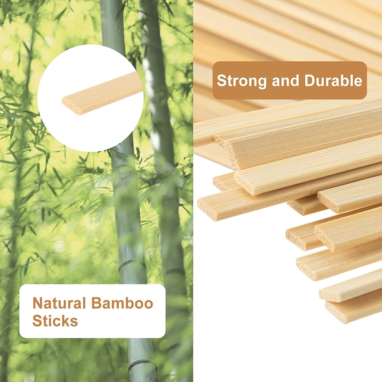 Chainplus 100Pcs Natural Bamboo Sticks- Extra Long 15.7 x 0.35 Inch Wooden  Crafts Sticks Stakes for Crafting Arts Projects 