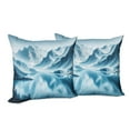 thumbnail image 4 of Ambesonne Lake Throw Pillow Cover Pack of 2, Cold Mountain Peaks Icy Water, 2 Pcs-26"x26", Pale Blue Petrol Blue, 4 of 5