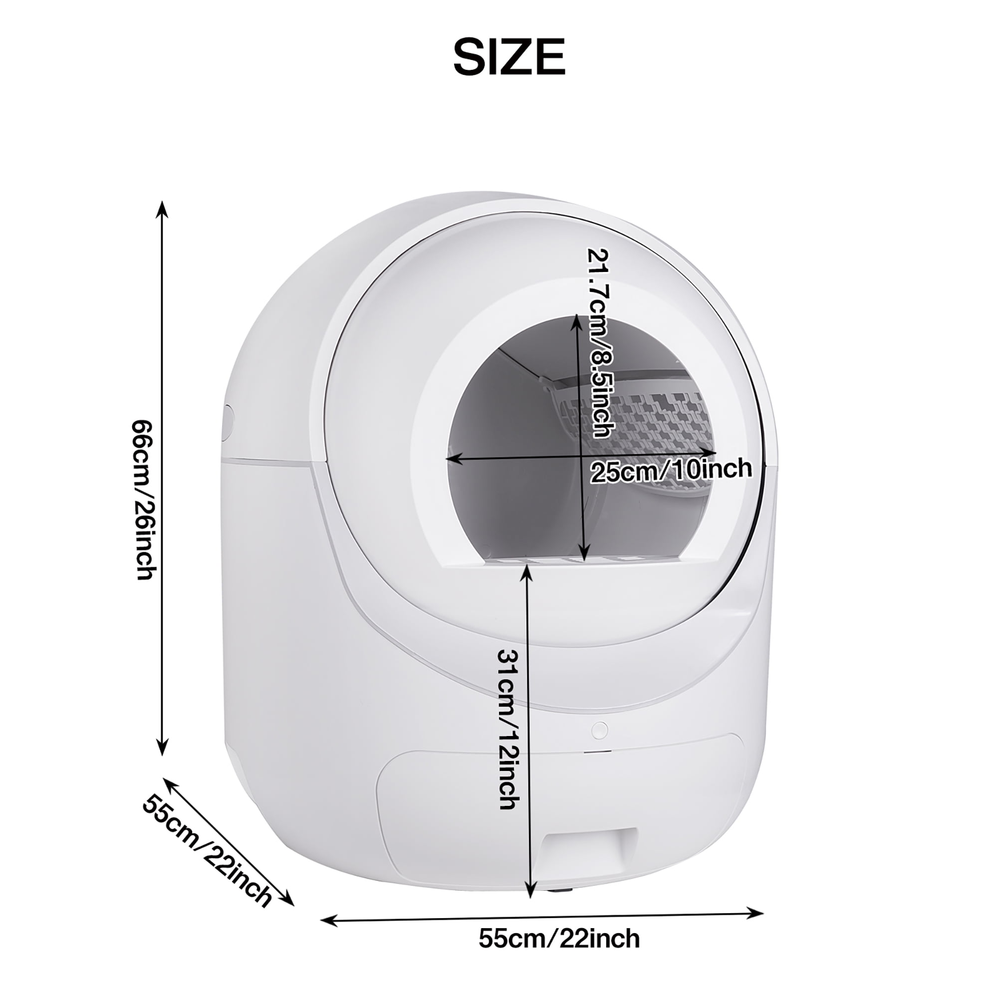 Pefilos Self -Cleaning Cat Litter Box for Indoor Cats, No Scooping Automatically Cat Litter Boxes for Multiple Cats, Secure,Odor Removal , App Control Cat Litter Box for Kittens, White