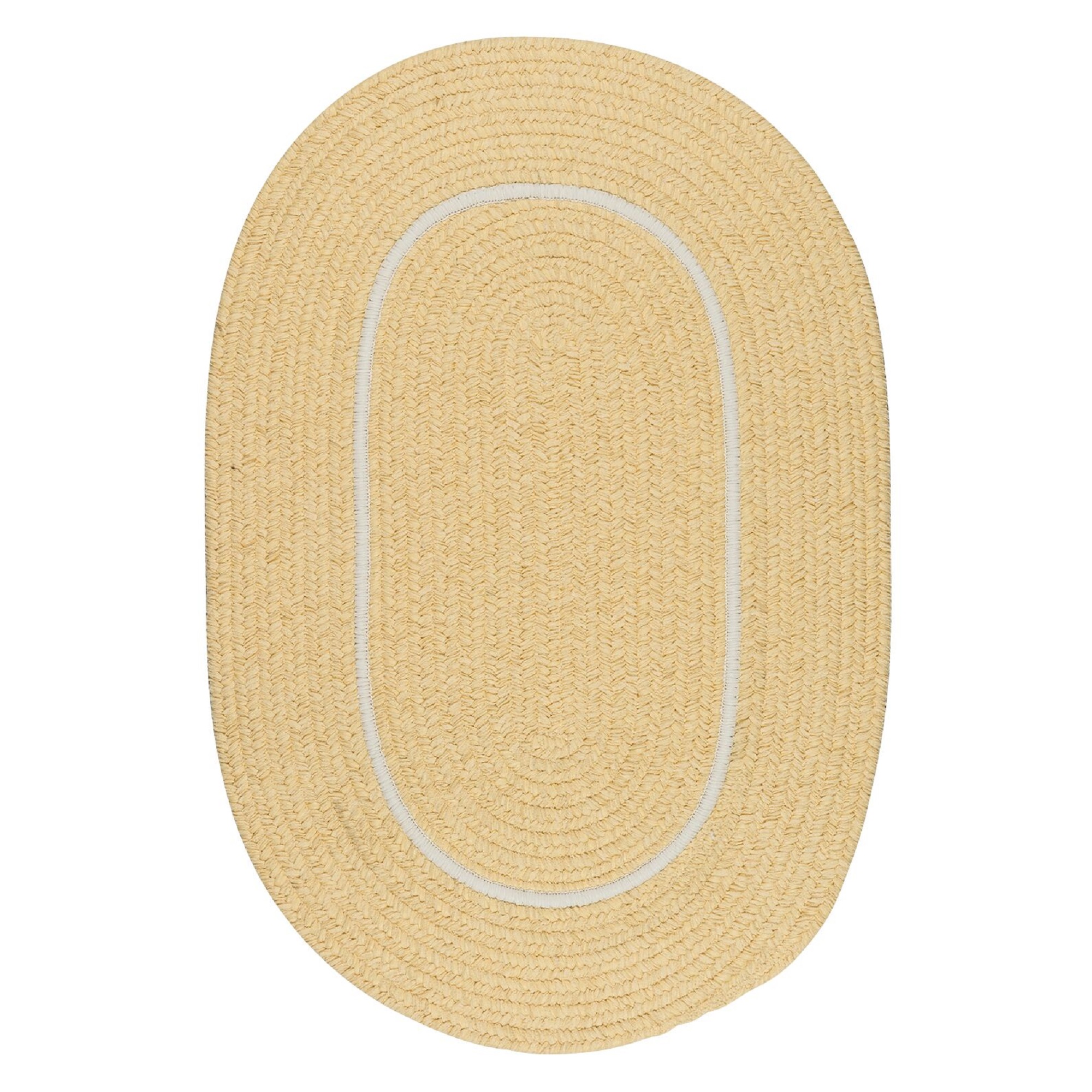 2' x 4' Yellow and White Oval Area Throw Rug