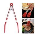 thumbnail image 4 of Steak Tongs, Compact Convenient Durable Food Clamp Safe Rugged  For Turning And Carrying Food For Resturant For Home Kitchen For Baking Tool 9in Red Bracket, 4 of 8