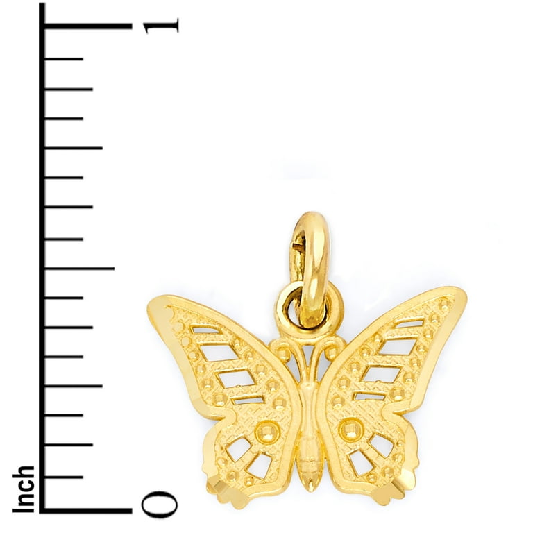 14k Solid Gold Butterfly Charm for Bracelet Dainty Good Luck Jewelry for Her