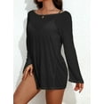 thumbnail image 3 of Charmo Womens Side Split One Piece Cover-up Long Sleeve Swim Tops Backless Beachwear, 3 of 6