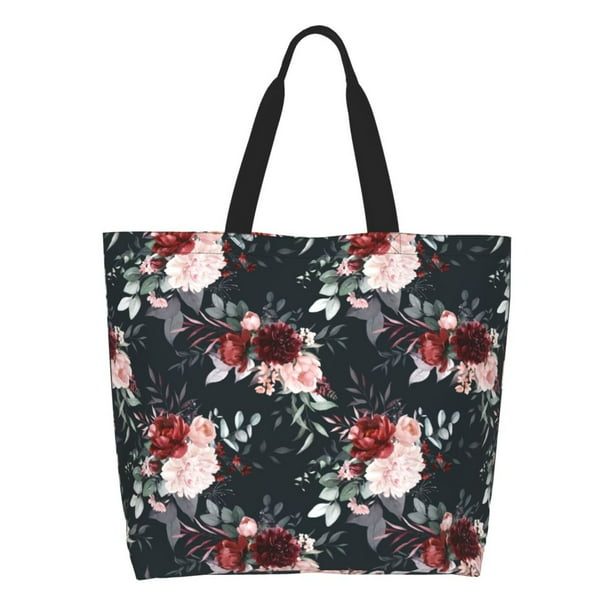 Balery Watercolor Floral Bolsa Tote Estilo Estético con Cremalleras, Bolsa de Hombro, Bolsa de Compras Grande y Plegable