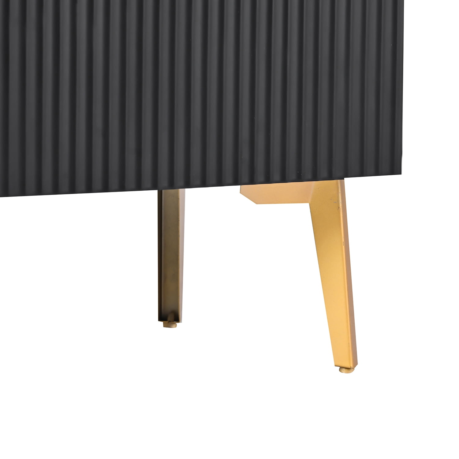 Kadyn Modern Entertainment Center, MDF TV Stand with 5 Champagne legs, Entertainment Center TV Console for TV up to 77", Black