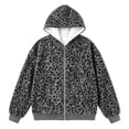 thumbnail image 3 of Zip Up Hoodies for Women Leopard Print Oversized Y2K Sweatshirt Jacket with Pocket, Grey, XXL, 3 of 3