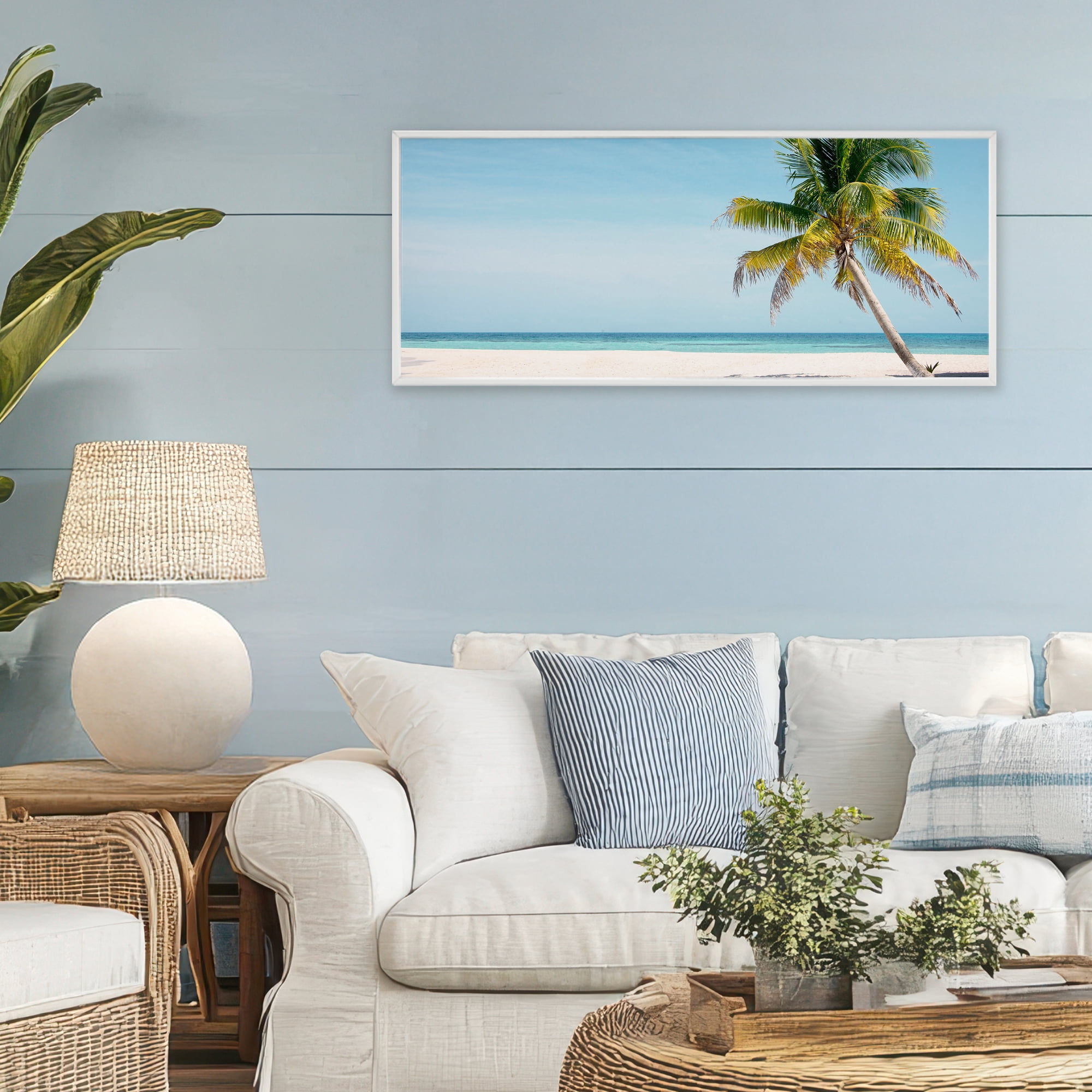 Stupell Industries Tropical Island Palm Tree White Framed Giclee Art, design by Danita Delimont