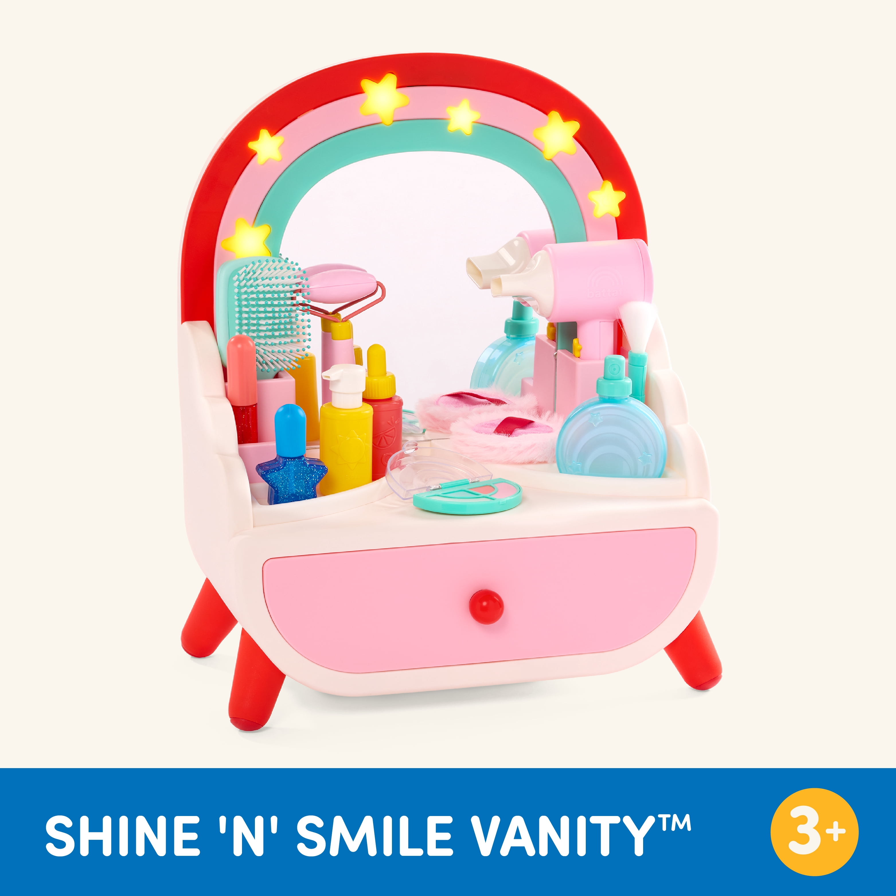 Battat Shine ‘n’ Smile Vanity Mirror & Plastic Accessories Playset for 3 Years +