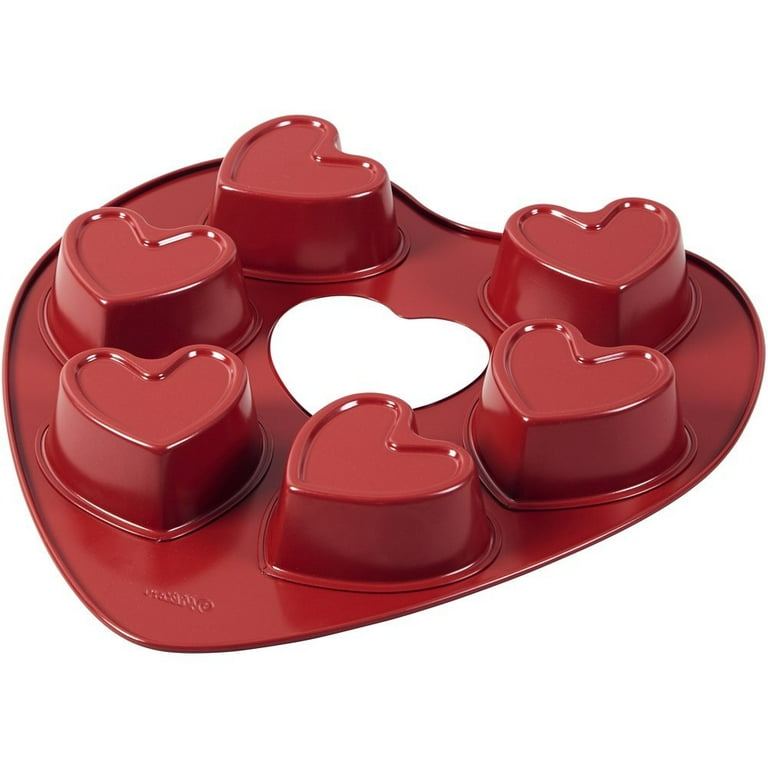 Wilton Red Heart-Shaped Non-Stick Fluted Tube Pan, 8-Inch