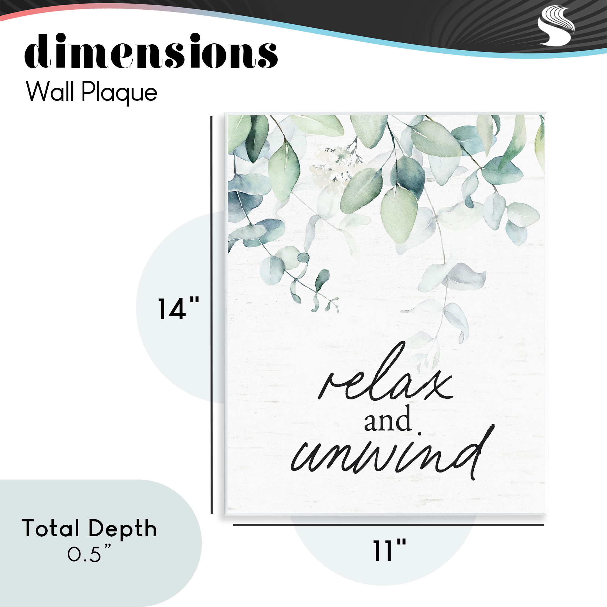 Relax And Unwind Herb Leaves Wall Plaque Art, design by Lettered and Lined