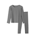 thumbnail image 2 of GiLiling Kids Boys Girls Fleece Lined Thermal Underwear Set Thick Casual Homewear for Autumn and Winter Comfort (Grey, 12-18 Months), 2 of 5