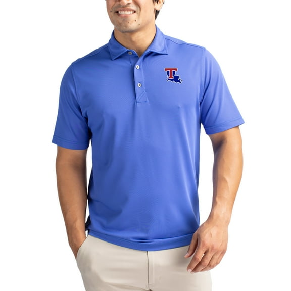Men's Cutter & Buck Blue Louisiana Tech Bulldogs Virtue Eco Pique Recycled Polo