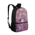 thumbnail image 2 of Pzuqiu Cherry Blossom Horse Girls Backpacks Ages 6-8 8-10 Elementary Students Bookbag Cute School Bags 17 Inch Lightweight Large Capacity Bookpack with Font Pocket, 2 of 6