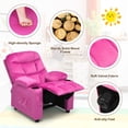 thumbnail image 6 of Infans Kids Youth Recliner Chair Velvet Fabric w/Cup Holder & Side Pocket Pink, 6 of 7