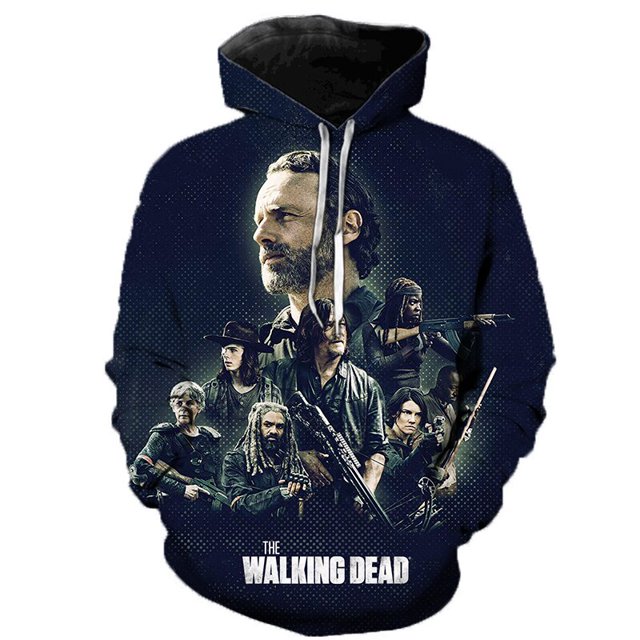 Sudadera con capucha con estampado 3D de The Walking Dead para hombre y mujer, Jersey informal de Drama de TV de terror, ropa de calle para Halloween