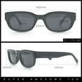 thumbnail image 5 of Mod Fashion Bevel Oval Rectangle Subtle Horn Rim Plastic Sunglasses All Black, 5 of 8