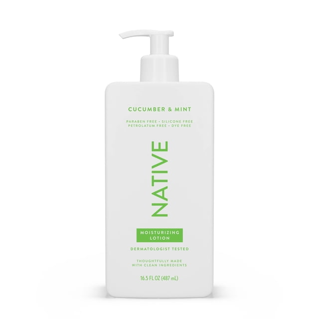 Native Moisturizing Hand & Body Lotion, Cucumber & Mint, Paraben Free, Silicone Free, for Women and Men, 16.5 fl oz