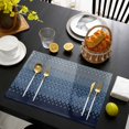 thumbnail image 4 of Blue Grey Ombre Geometric Placemats Set of 6, Modern Abstract Art Washable Wipeable Table Mats for Dining Tables, Indoor Outdoor Kitchen Place Mats for Holiday Party Table Decor, 4 of 9