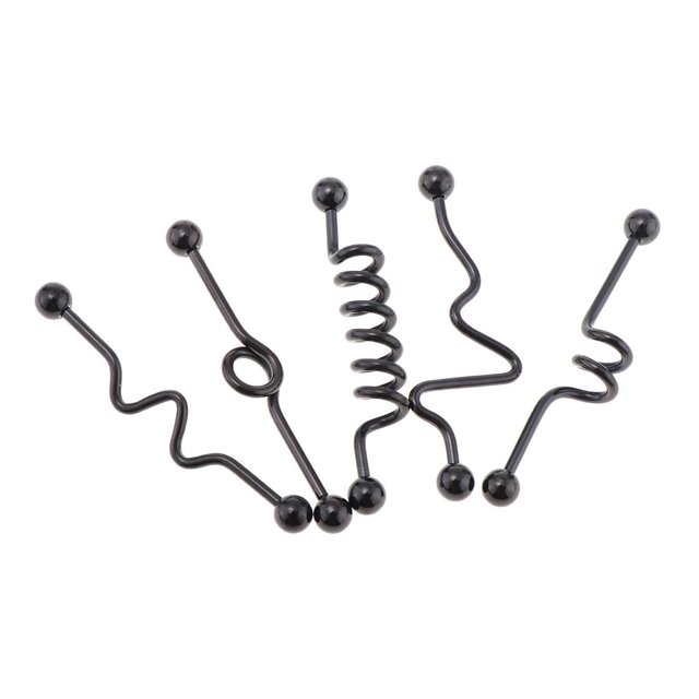 14G 48 Mm 5 Piezas Industrial Barbell Pendiente Cartílagos de material acero Inoxidable - Negro , Negro, se describe Fernando Pendiente de barra industrial
