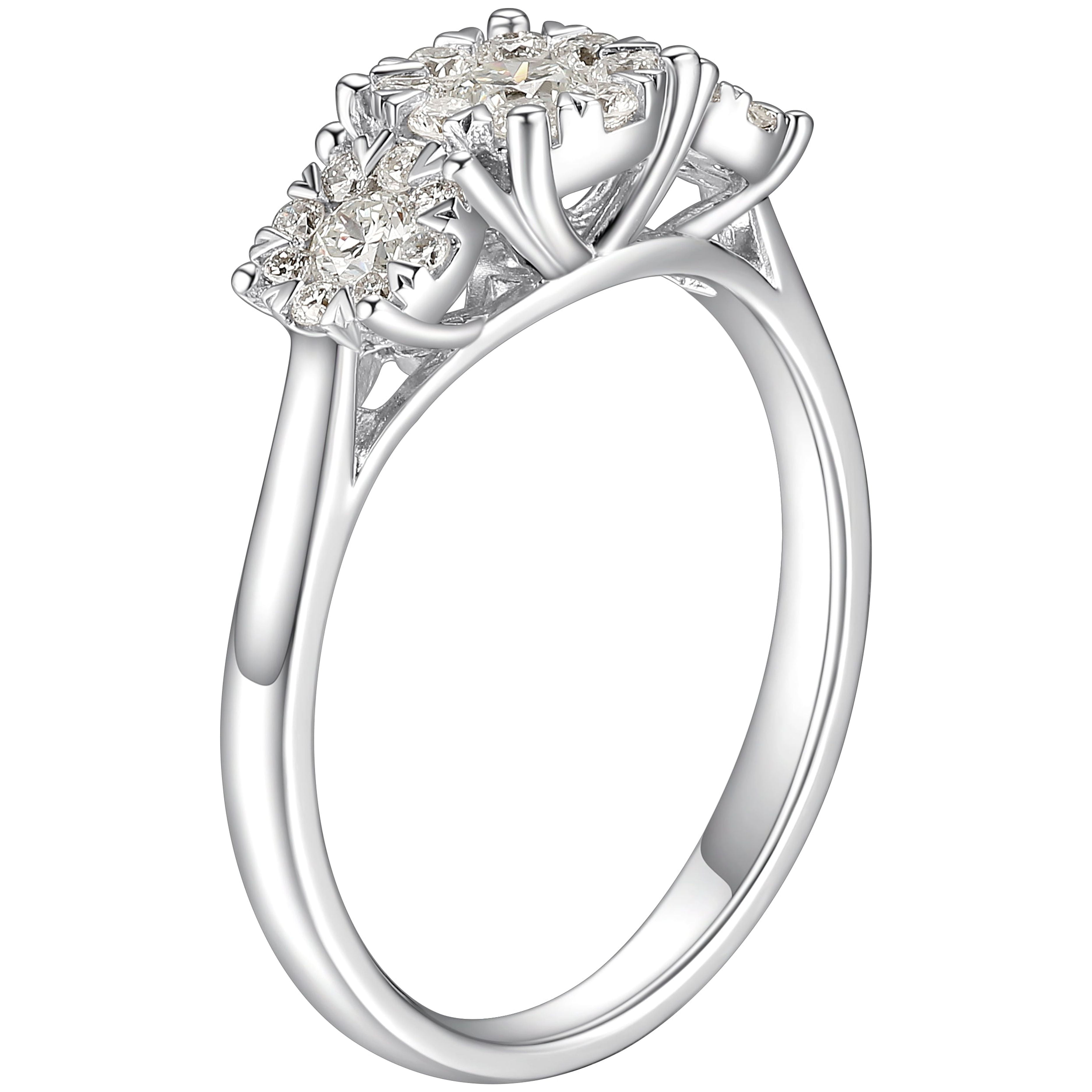 Forever Facets 5/8 CT TW Lab Grown Diamond Ring in Platinum over Sterling Silver, Adult Female
