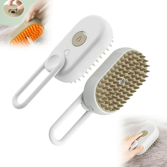 3-in-1 Steam Brush for Dogs and Cats,2025 New Pet Steam Groomer Comb,Multi-Function Pet Silicone Massage Grooming Comb,Cat Steam Brush for Shedding Loose Hair (A-White Light Coffee)