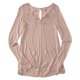 thumbnail image 1 of Aeropostale - Camiseta de manga larga con encaje para mujer, marrón, pequeña Aeropostale Camiseta adornada, 1 of 2
