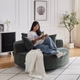 thumbnail image 2 of 55" Upholstered Chaise Lounge Indoor, 360° Swivel Barrel Chair with Wide Armrest and Three Pillows, Oversized Chenille Accent Arm Chair for Living Room Bedroom Reading, Green, 2 of 9