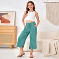 thumbnail image 7 of BOOMNY Girl's Baggy Capri Pants Wide Leg Jogger Pants for Kids Trendy Elastic Waist Solid Lightweight Trousers With Pockets, 7 of 7