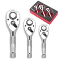 thumbnail image 1 of TOMMARS Stubby Ratchet Set, 1/4", 3/8", 1/2" Drive Ratchet Handle Wrench 72-Tooth Quick-Release Reversible, 1 of 4