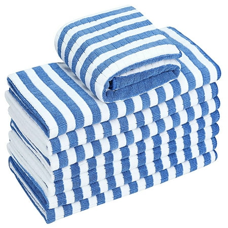 

Hadanceo Dish Towel Good Water Absorption Overlock Design Superfine Fiber Tableware Striped Cleaning Rag Kitchen Accessories
