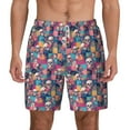 thumbnail image 2 of Picia Skull flower leaf Plaid pattern Mens Swim Trunks with Compression Liner Stretch Beach Shorts Quick Dry with Zipper Pockets No-Chafing Board Shorts-X-Large, 2 of 9