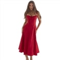 thumbnail image 3 of Vestido Bohemio de Verano para Mujer, Estilo Midi con Corsé, Informal, con Tirantes Finos y Cordones, Estilo Fluido Rojo M, 3 of 10