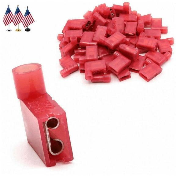 50PCS Fully Insulated 22-16AWG Wire Connectors Crimp Nylon Flag Spade Terminals