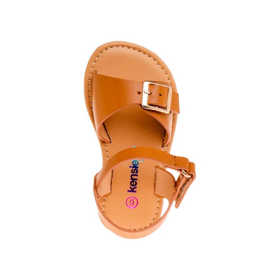 Kensie Girl Open Toe Toddler Flat Sandals, White, 8
