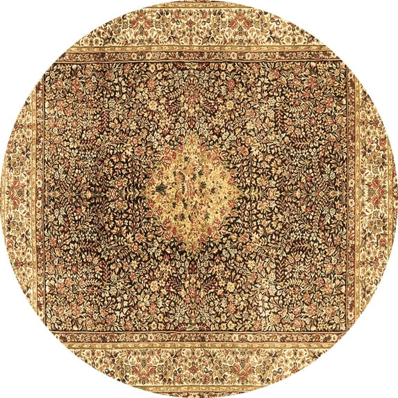 Ahgly Company Indoor Round Medallion Brown Traditional Area Rugs, 7' Round