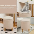 thumbnail image 5 of PRZL Round Ottoman Foot Stool with Storage and Metal Legs for Living Room Bedroom, Velvet Upholstered Footrest Stool Support 300lbs Modern Padded Seat Ottoman Coffee Table (Beige), 5 of 7