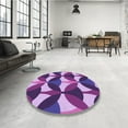 thumbnail image 4 of Ahgly Company Machine Washable Indoor Square Transitional Dark Magenta Purple Area Rugs, 5' Square, 4 of 7