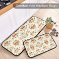 thumbnail image 5 of 2-Piece Kitchen Mat Set Non Slip Washable Floor Mats Decorative Rugs for Kitchen Sink Laundry Orange Bow and Intertwined Green Leaves, 5 of 7