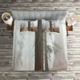 thumbnail image 2 of Ambesonne Nature Quilted Coverlet 3 Pcs, Forest in Foggy Morning, King Size, Grey Brown, 2 of 2
